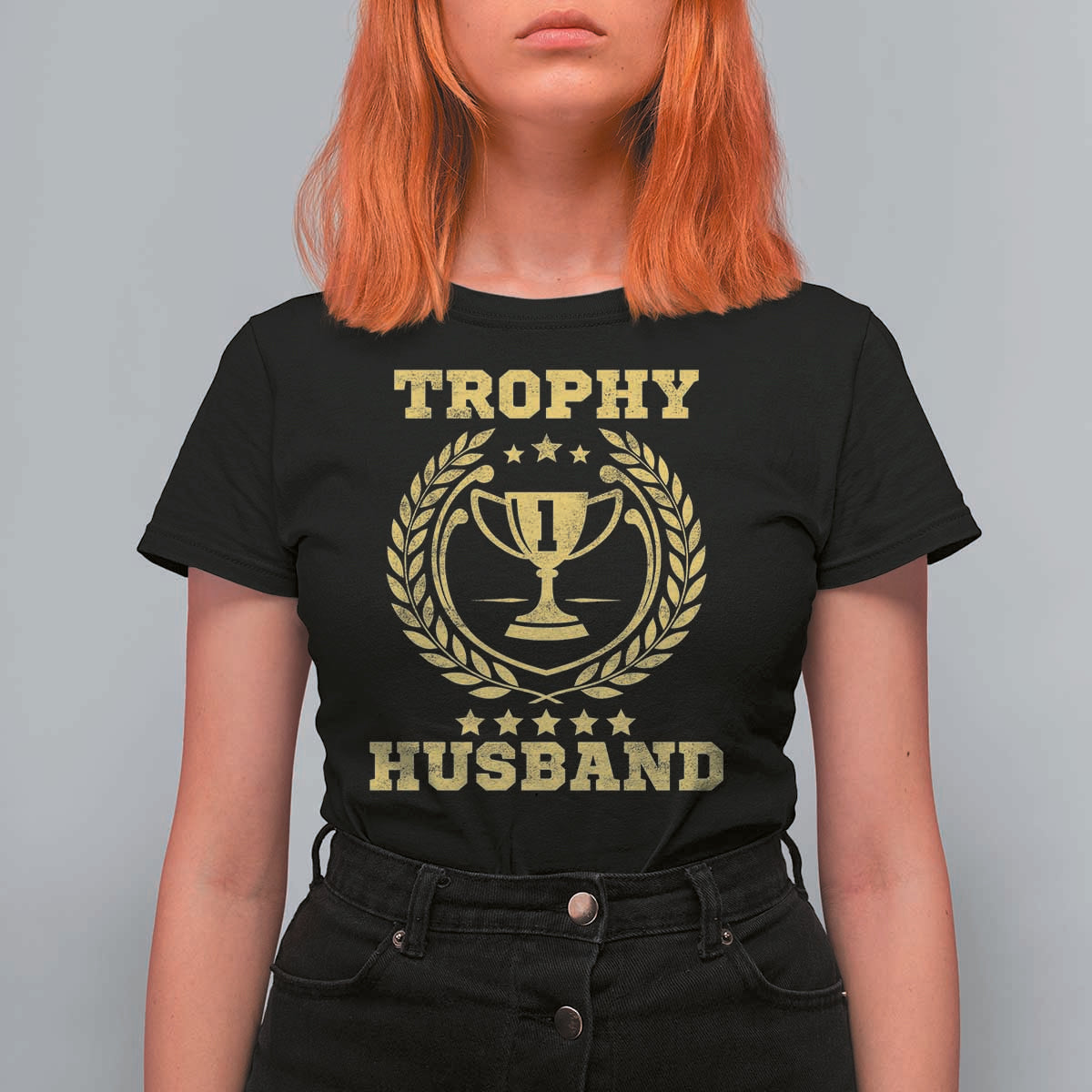 Trophy Husband T Shirt For Women Funny Hubby Groom Humor Marriage Anniversary