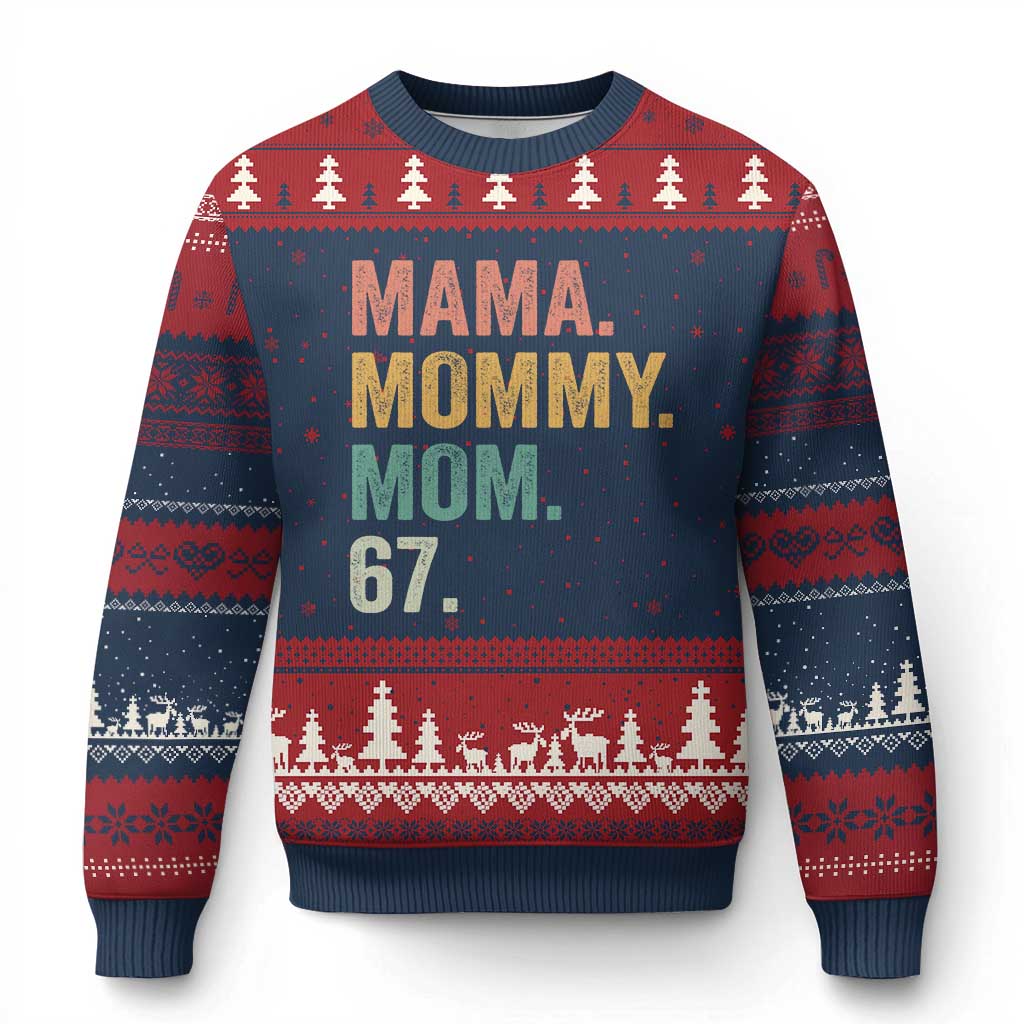 Mama Mommy Mom 67 Ugly Christmas Sweater Funny Six Seven Mother's Day