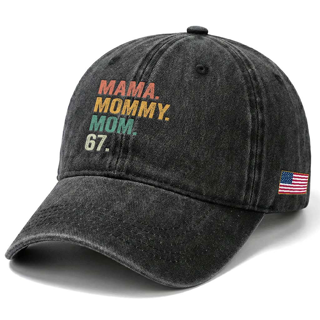 Mama Mommy Mom 67 Washed Cotton Baseball Cap Funny Six Seven Mother's Day