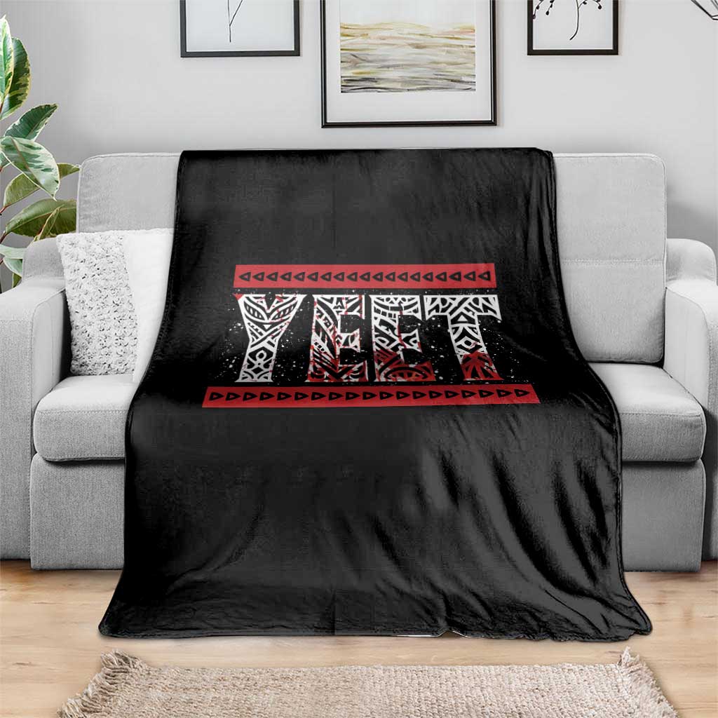 Yeet Funny Wrestling Slang Quote Tribal Art Blood Splatter Throw Blanket