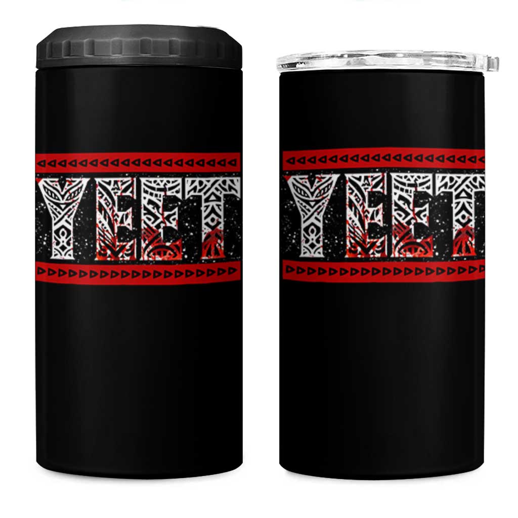 Yeet Funny Wrestling Slang Quote Tribal Art Blood Splatter 4 in 1 Can Cooler Tumbler