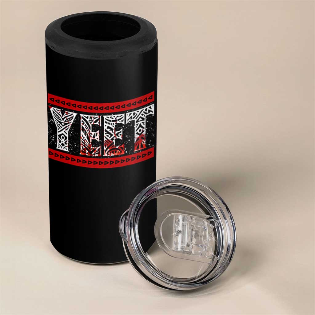 Yeet Funny Wrestling Slang Quote Tribal Art Blood Splatter 4 in 1 Can Cooler Tumbler