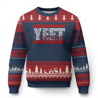 Yeet Funny Wrestling Slang Quote Tribal Art Blood Splatter Ugly Christmas Sweater