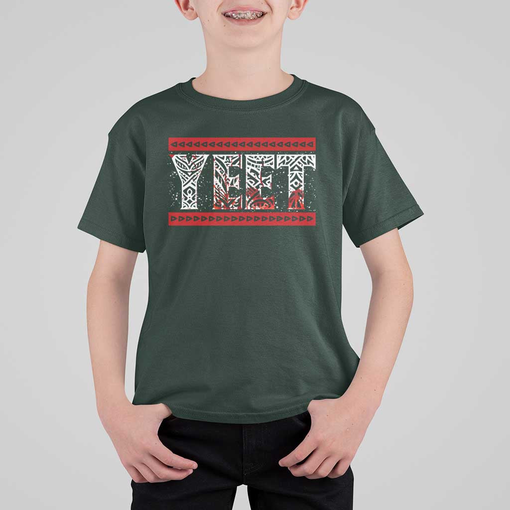 Yeet Funny Wrestling Slang Quote Tribal Art Blood Splatter T Shirt For Kid