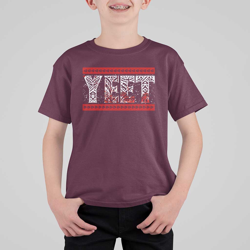 Yeet Funny Wrestling Slang Quote Tribal Art Blood Splatter T Shirt For Kid