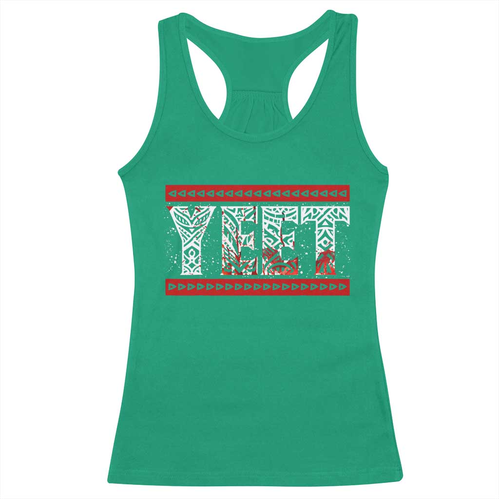 Yeet Funny Wrestling Slang Quote Tribal Art Blood Splatter Racerback Tank Top