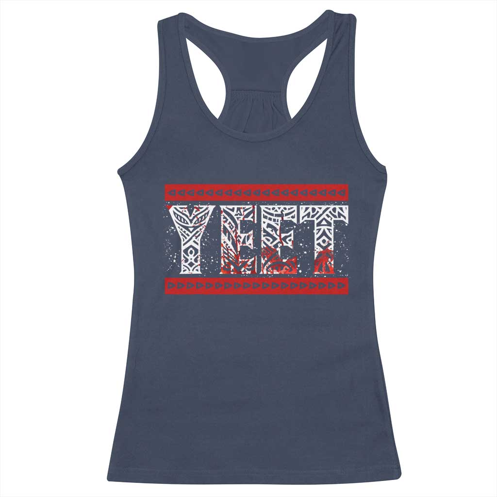 Yeet Funny Wrestling Slang Quote Tribal Art Blood Splatter Racerback Tank Top