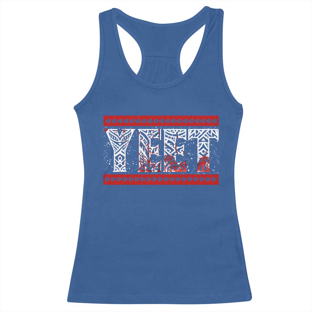 Yeet Funny Wrestling Slang Quote Tribal Art Blood Splatter Racerback Tank Top