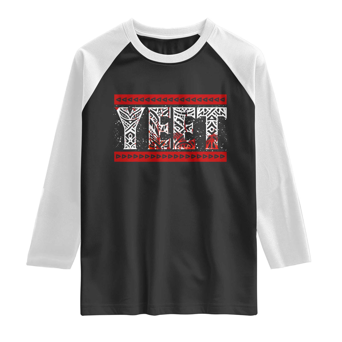 Yeet Funny Wrestling Slang Quote Tribal Art Blood Splatter Raglan Shirt