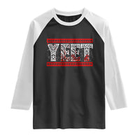 Yeet Funny Wrestling Slang Quote Tribal Art Blood Splatter Raglan Shirt