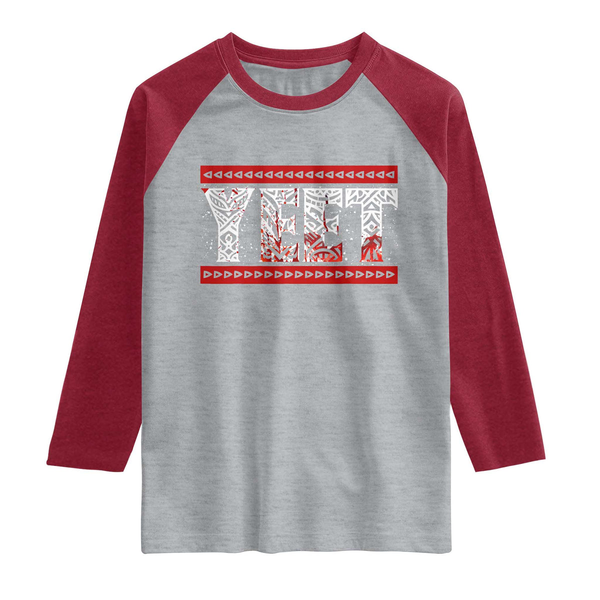 Yeet Funny Wrestling Slang Quote Tribal Art Blood Splatter Raglan Shirt