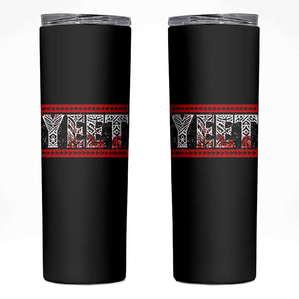 Yeet Funny Wrestling Slang Quote Tribal Art Blood Splatter Skinny Tumbler