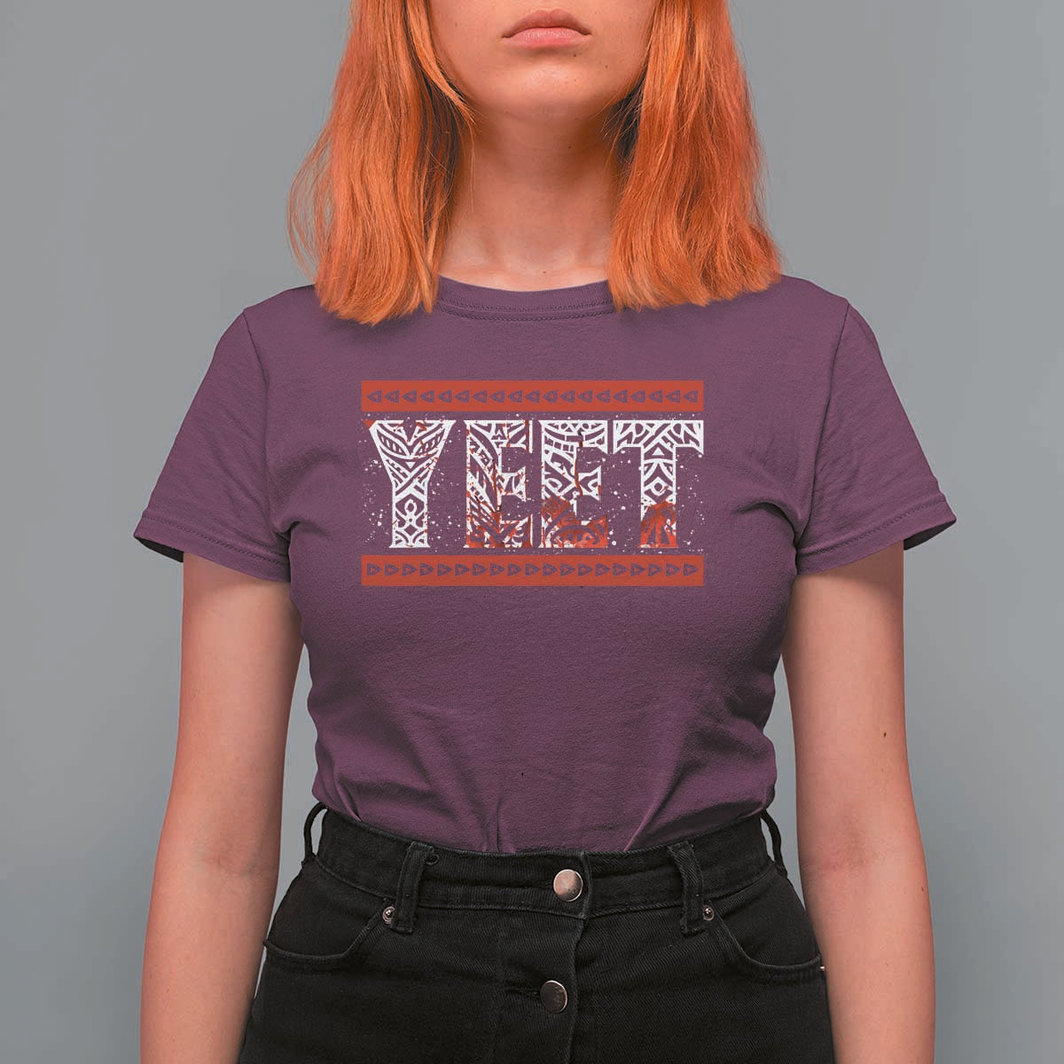 Yeet Funny Wrestling Slang Quote Tribal Art Blood Splatter T Shirt For Women