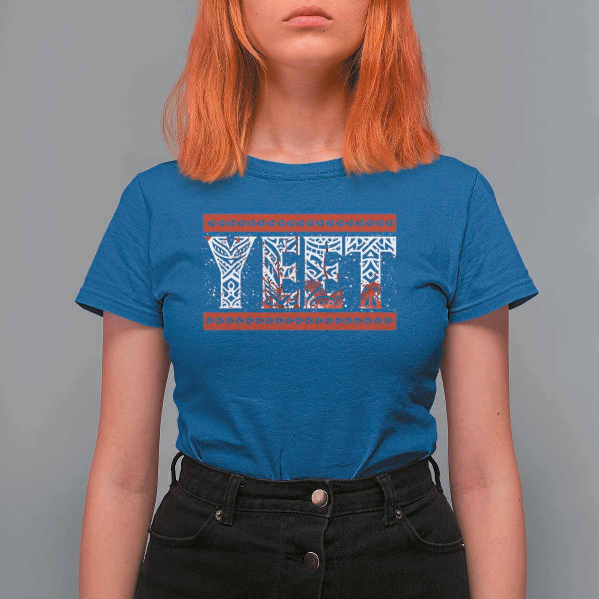 Yeet Funny Wrestling Slang Quote Tribal Art Blood Splatter T Shirt For Women