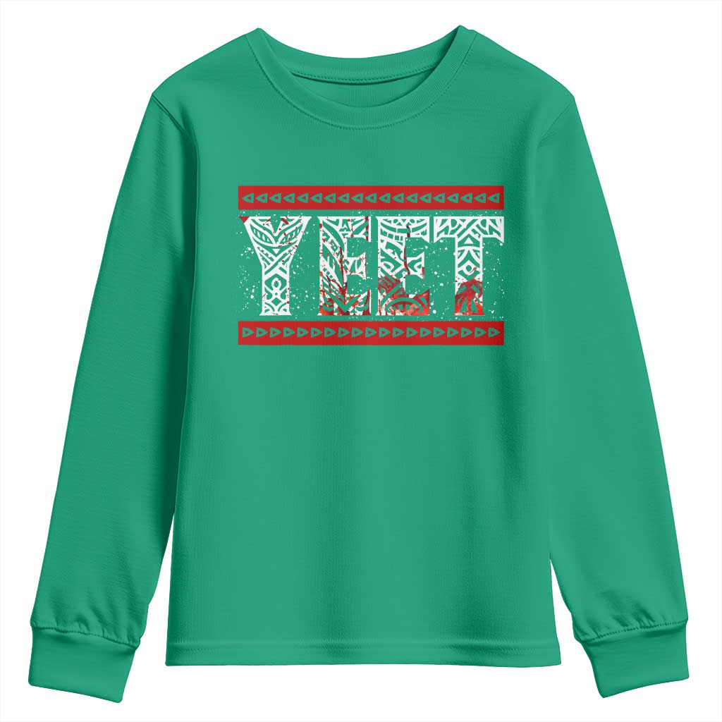Yeet Funny Wrestling Slang Quote Tribal Art Blood Splatter Youth Sweatshirt