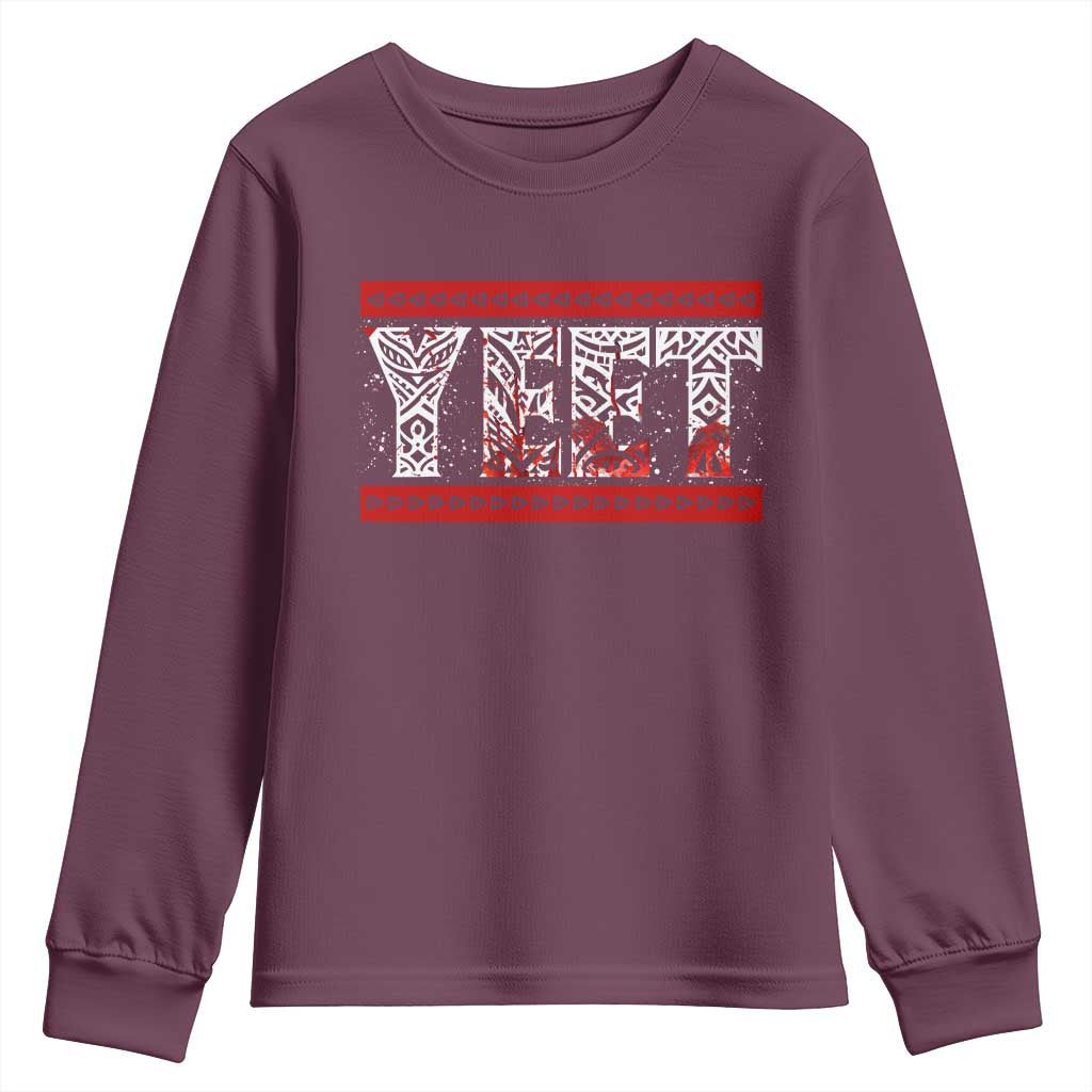 Yeet Funny Wrestling Slang Quote Tribal Art Blood Splatter Youth Sweatshirt