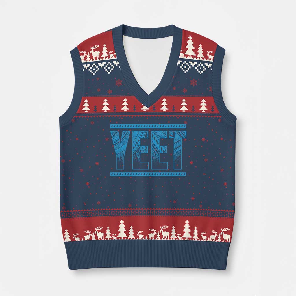 Yeet Funny Wrestling Slang Quote Tribal Art V-Neck Knit Sweater Vest
