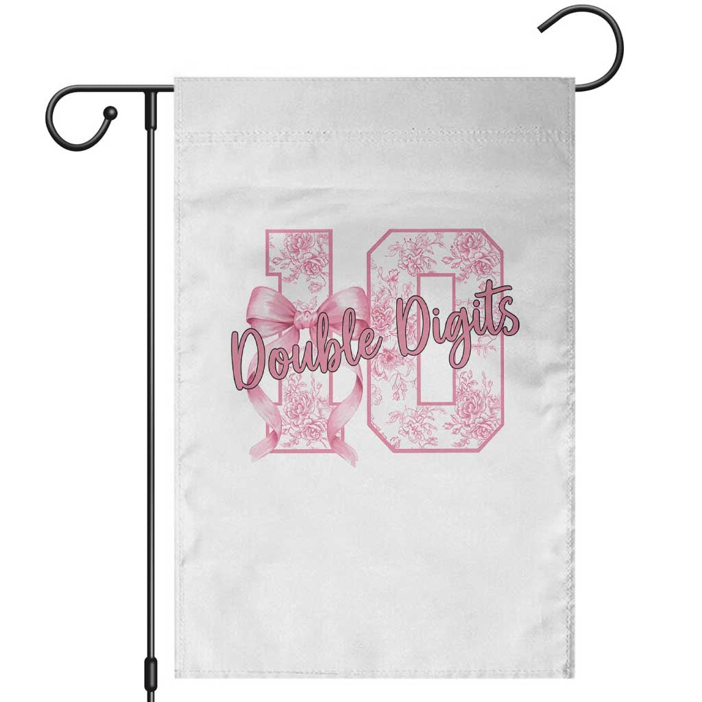 10th Birthday Garden Flag Double Digits Pink Coquette Bow 10 Year Old Aesthetic