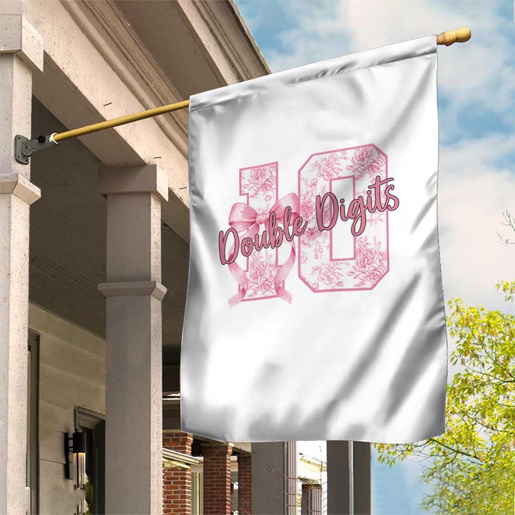 10th Birthday Garden Flag Double Digits Pink Coquette Bow 10 Year Old Aesthetic