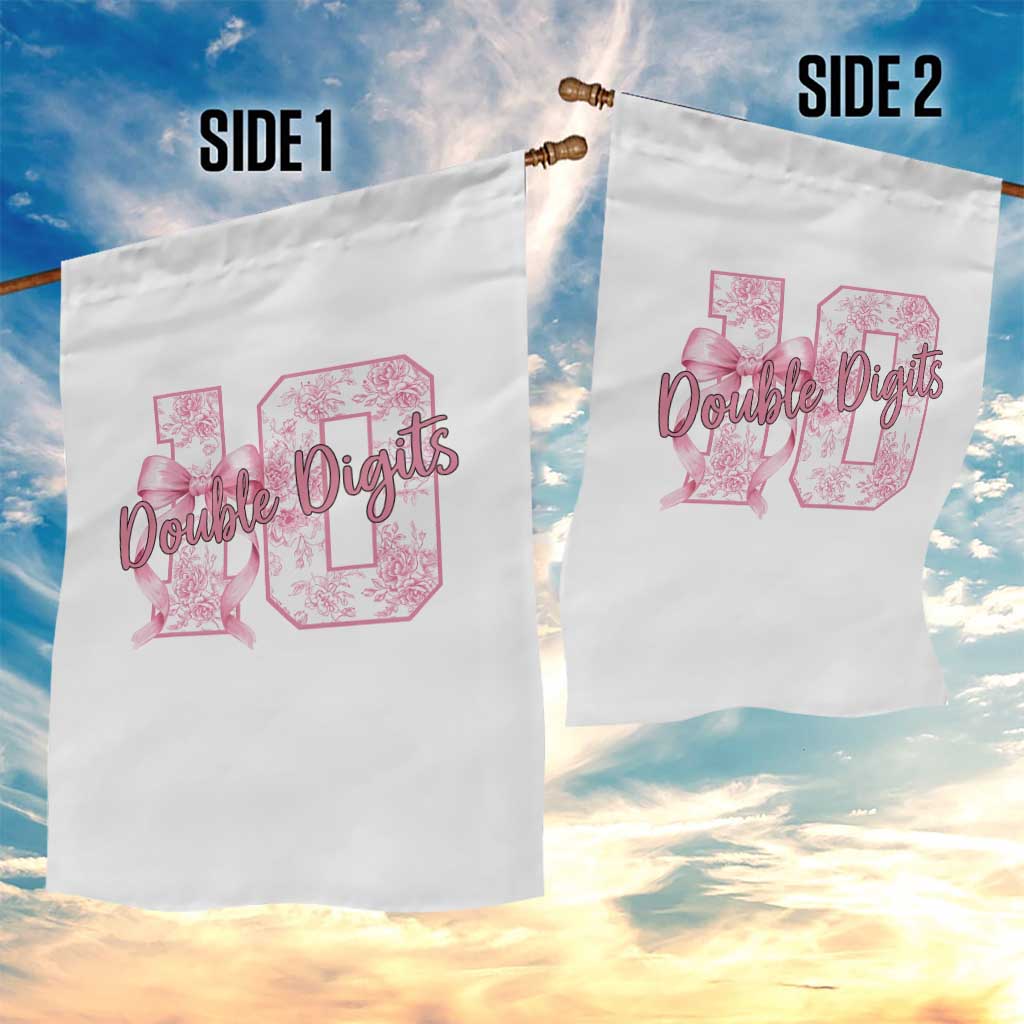 10th Birthday Garden Flag Double Digits Pink Coquette Bow 10 Year Old Aesthetic