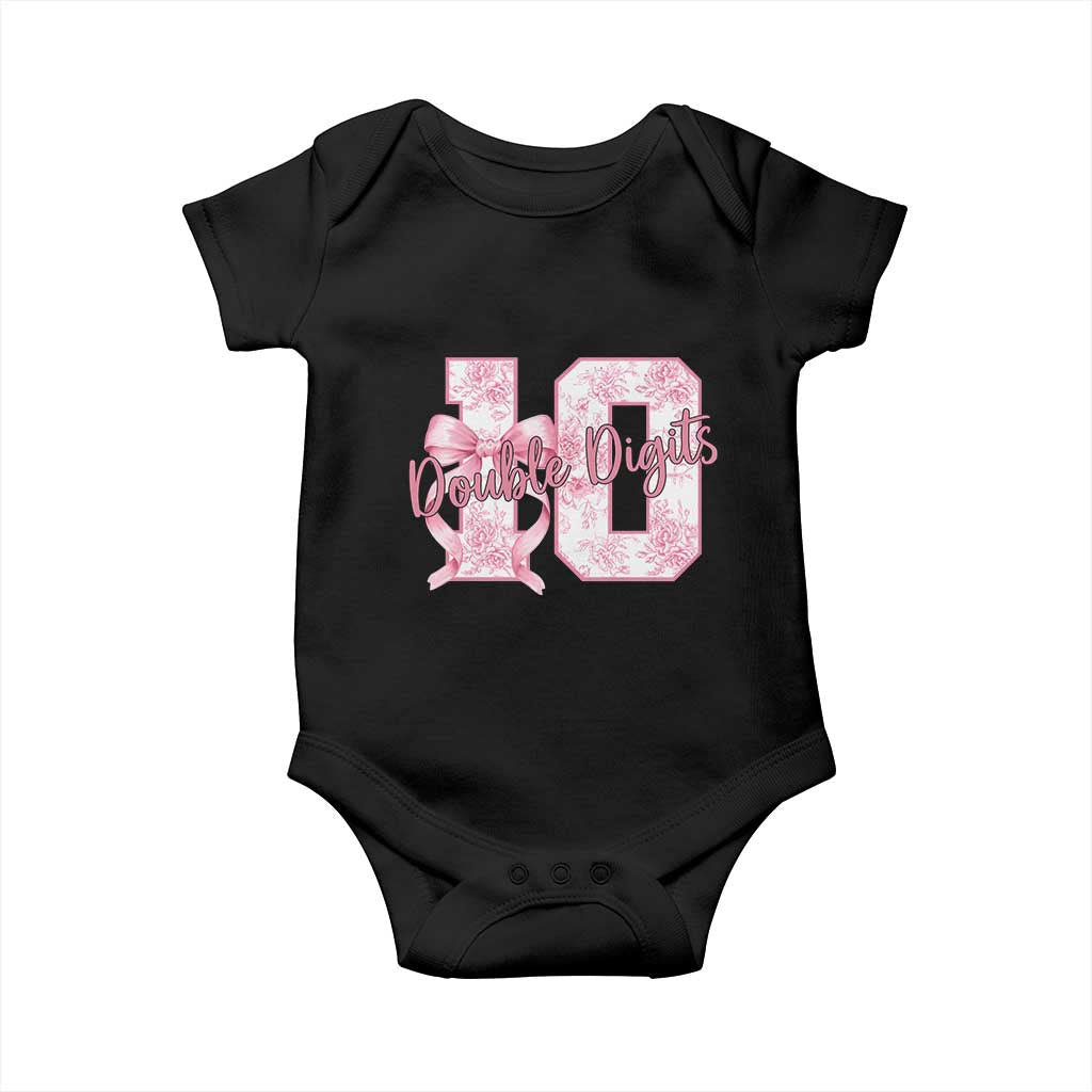10th Birthday Baby Onesie Double Digits Pink Coquette Bow 10 Year Old Aesthetic