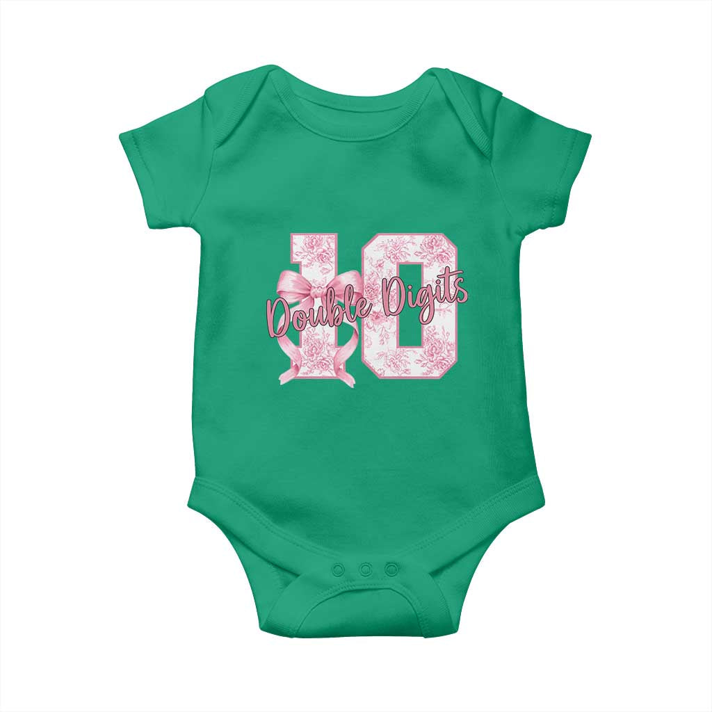 10th Birthday Baby Onesie Double Digits Pink Coquette Bow 10 Year Old Aesthetic
