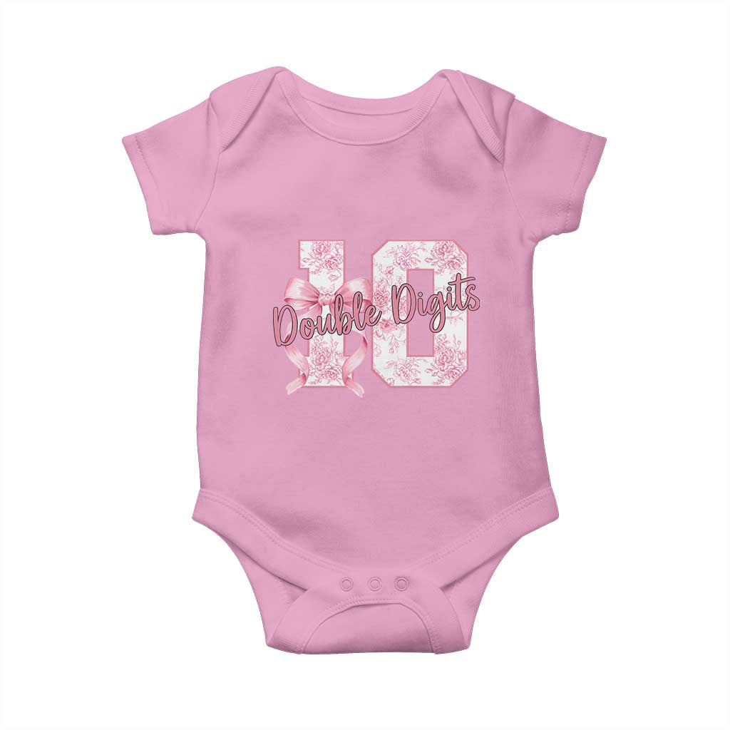 10th Birthday Baby Onesie Double Digits Pink Coquette Bow 10 Year Old Aesthetic