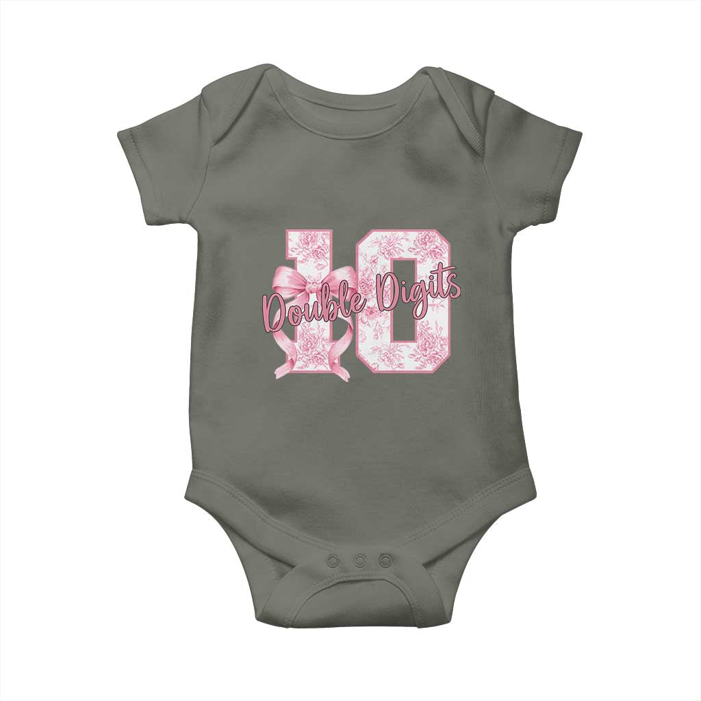10th Birthday Baby Onesie Double Digits Pink Coquette Bow 10 Year Old Aesthetic
