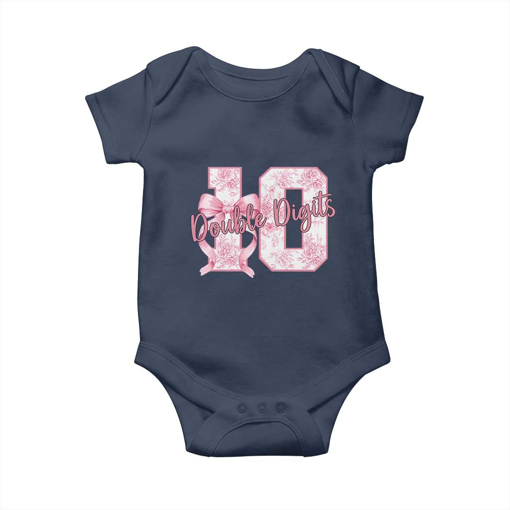 10th Birthday Baby Onesie Double Digits Pink Coquette Bow 10 Year Old Aesthetic