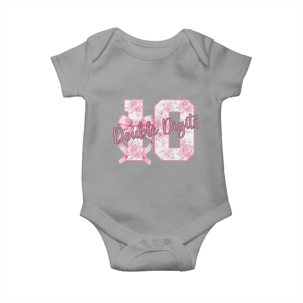 10th Birthday Baby Onesie Double Digits Pink Coquette Bow 10 Year Old Aesthetic