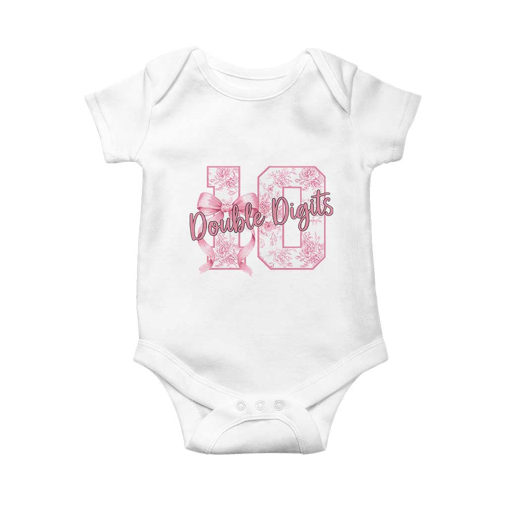 10th Birthday Baby Onesie Double Digits Pink Coquette Bow 10 Year Old Aesthetic