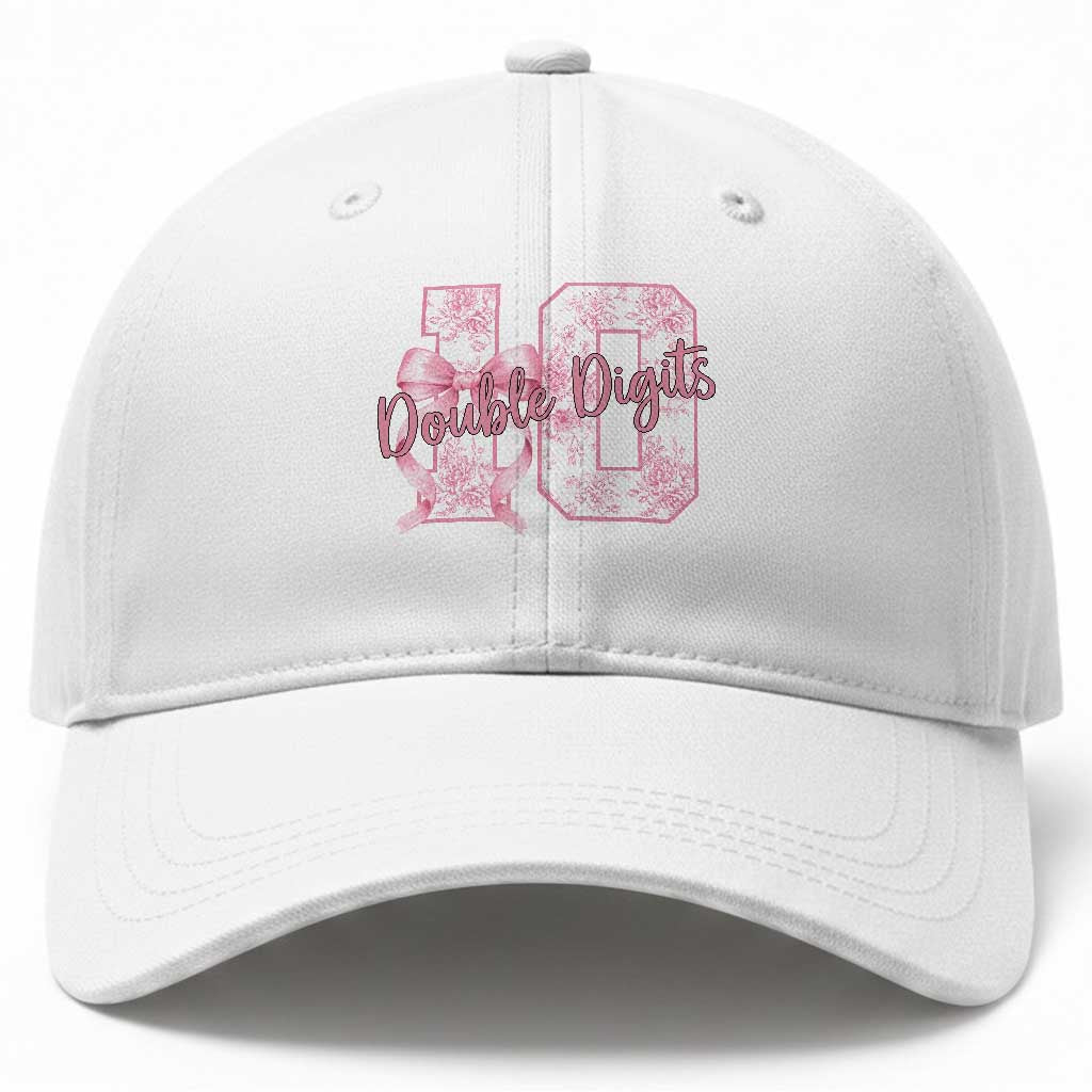 10th Birthday Baseball Cap Double Digits Pink Coquette Bow 10 Year Old Aesthetic