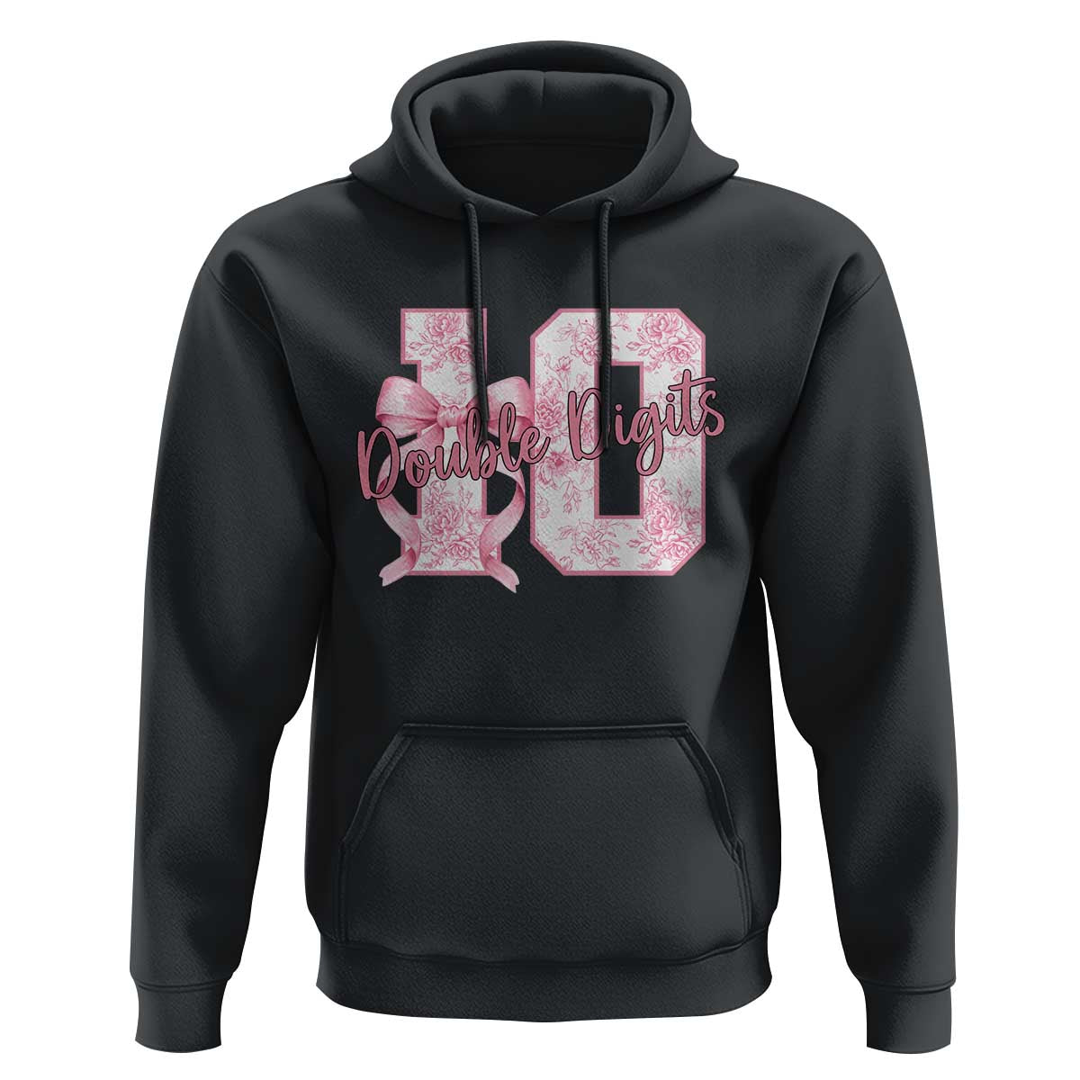 10th Birthday Hoodie Double Digits Pink Coquette Bow 10 Year Old Aesthetic