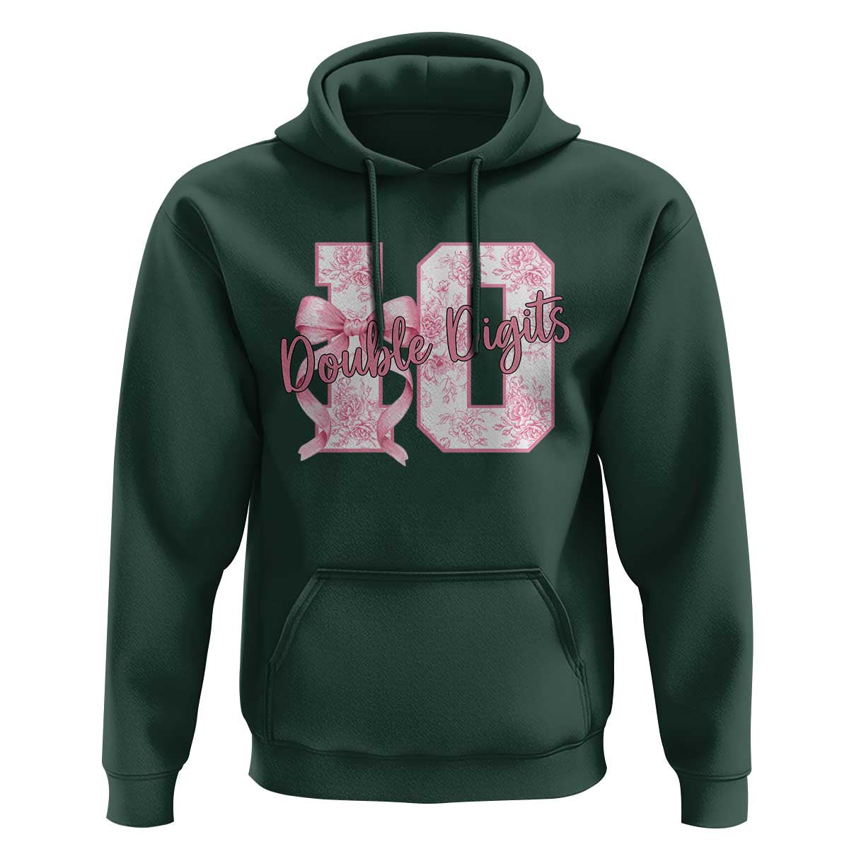 10th Birthday Hoodie Double Digits Pink Coquette Bow 10 Year Old Aesthetic