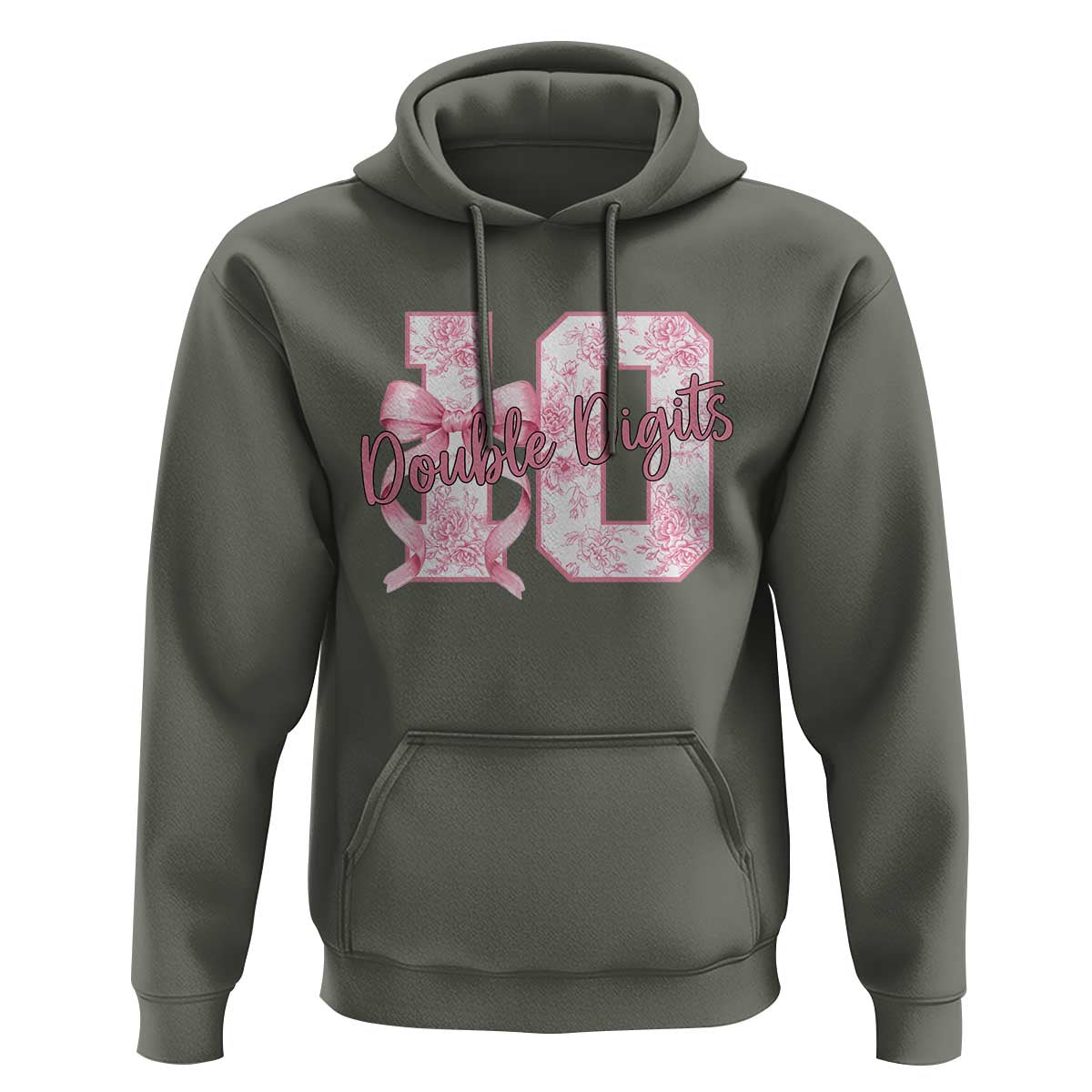 10th Birthday Hoodie Double Digits Pink Coquette Bow 10 Year Old Aesthetic