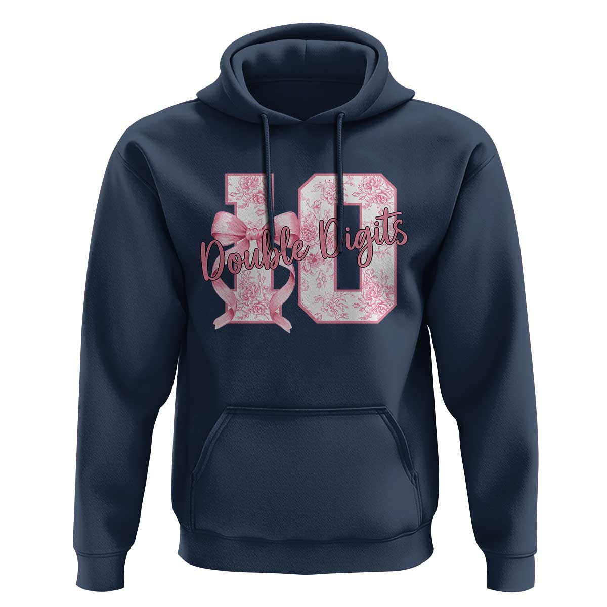 10th Birthday Hoodie Double Digits Pink Coquette Bow 10 Year Old Aesthetic