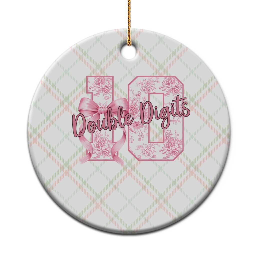10th Birthday Ceramic Ornament Double Digits Pink Coquette Bow 10 Year Old Aesthetic
