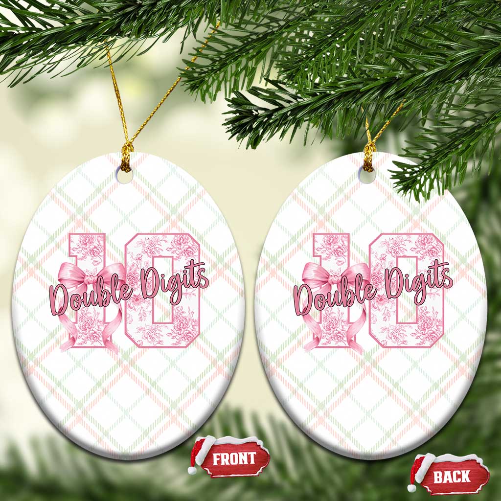 10th Birthday Ceramic Ornament Double Digits Pink Coquette Bow 10 Year Old Aesthetic