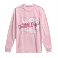 10th Birthday Long Sleeve Shirt Double Digits Pink Coquette Bow 10 Year Old Aesthetic