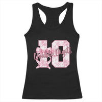 10th Birthday Racerback Tank Top Double Digits Pink Coquette Bow 10 Year Old Aesthetic