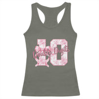 10th Birthday Racerback Tank Top Double Digits Pink Coquette Bow 10 Year Old Aesthetic
