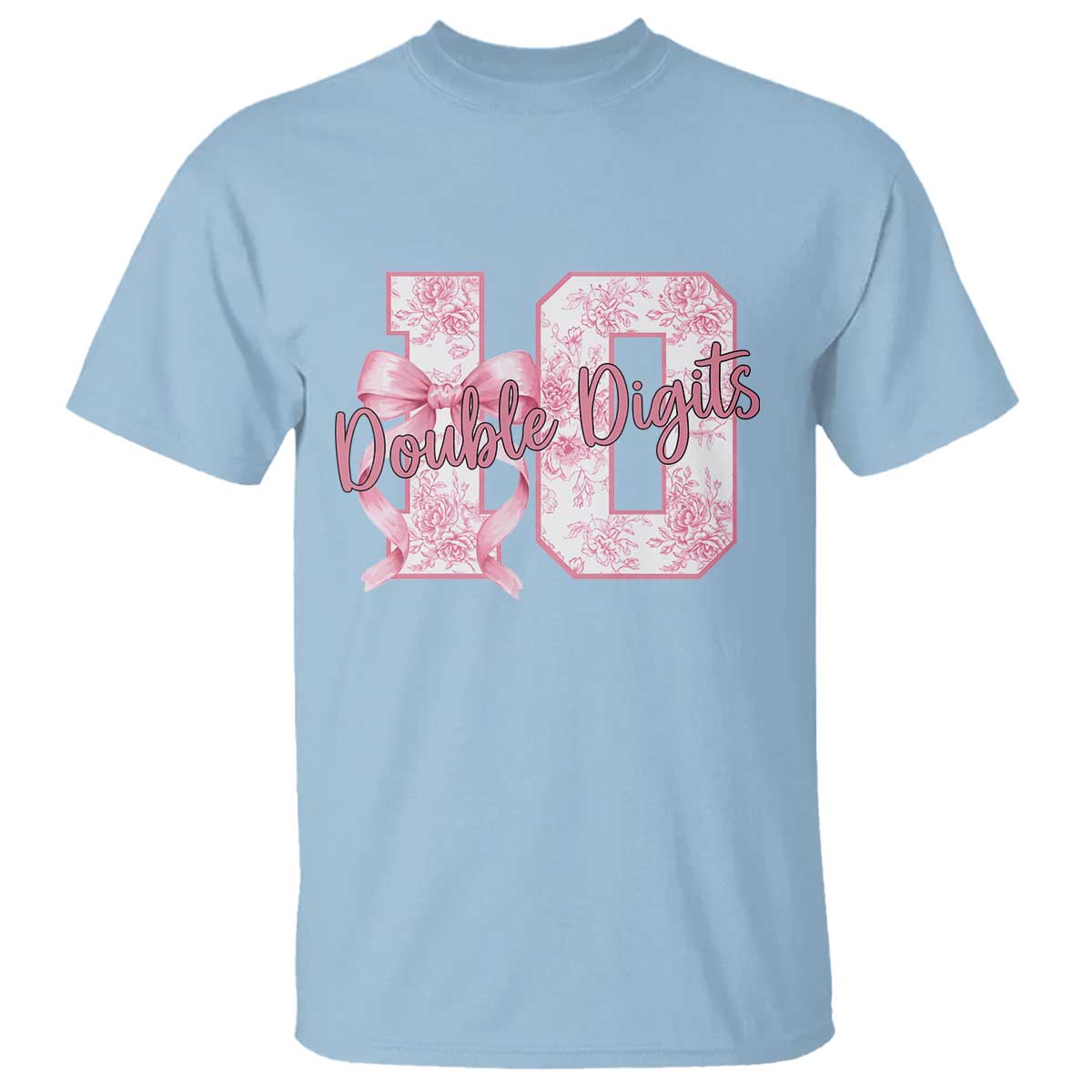 10th Birthday T Shirt Double Digits Pink Coquette Bow 10 Year Old Aesthetic