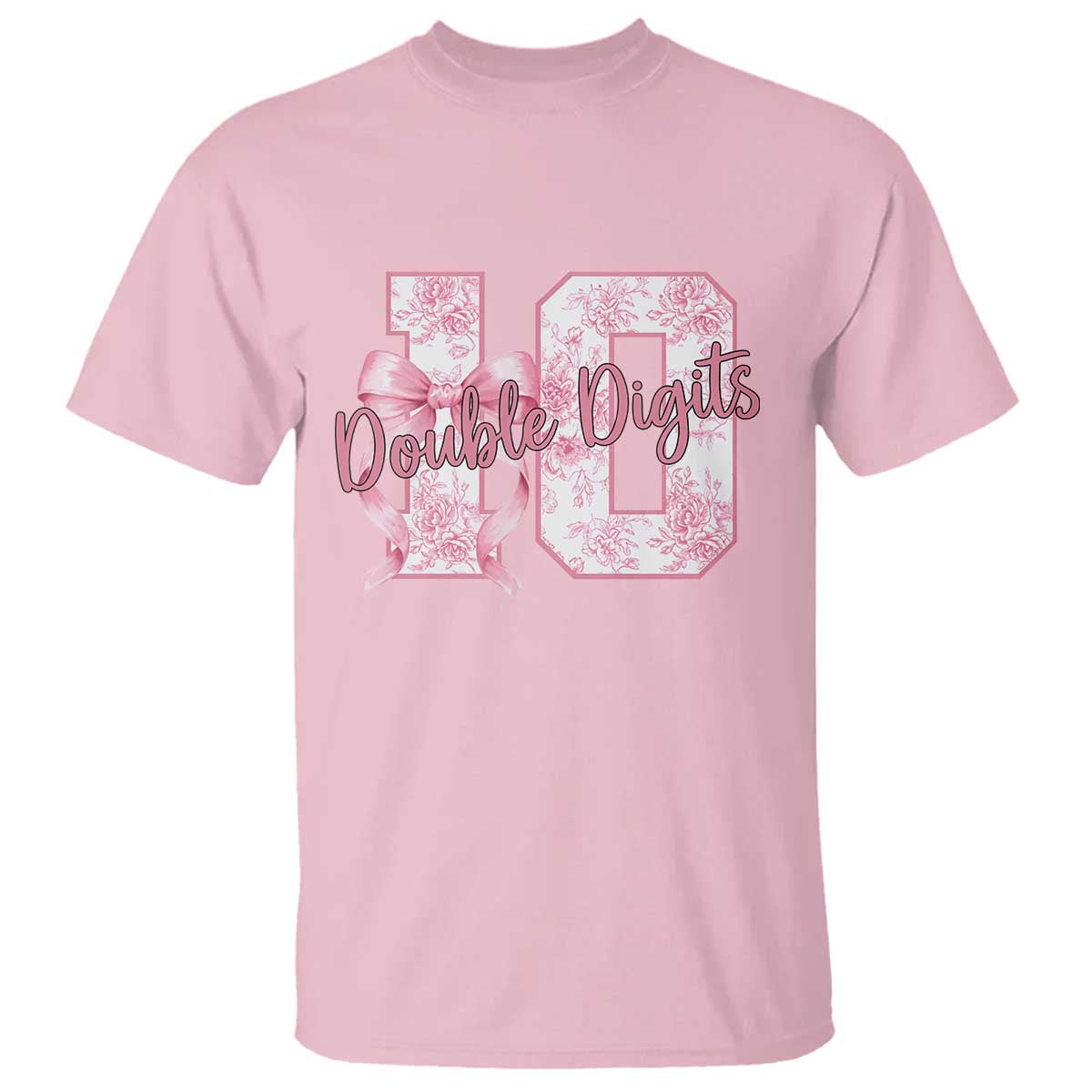 10th Birthday T Shirt Double Digits Pink Coquette Bow 10 Year Old Aesthetic