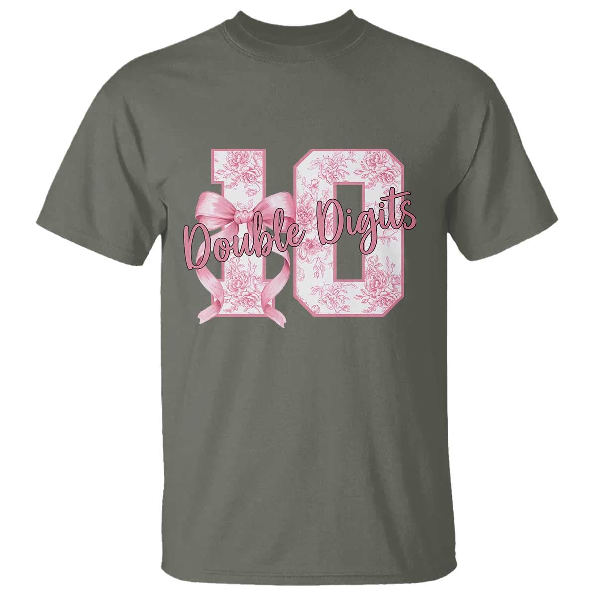 10th Birthday T Shirt Double Digits Pink Coquette Bow 10 Year Old Aesthetic