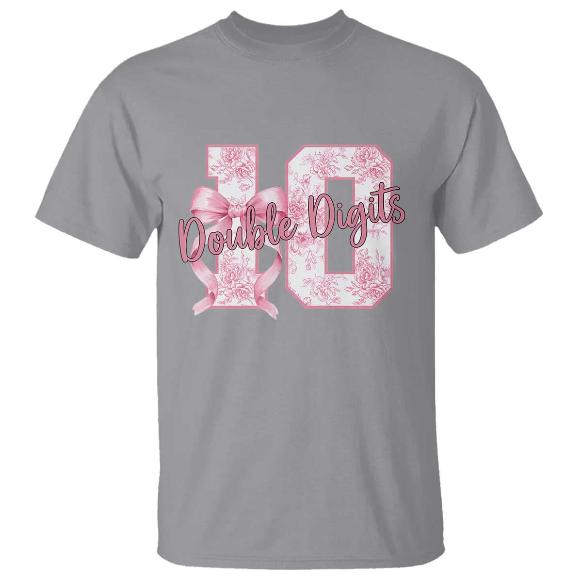 10th Birthday T Shirt Double Digits Pink Coquette Bow 10 Year Old Aesthetic
