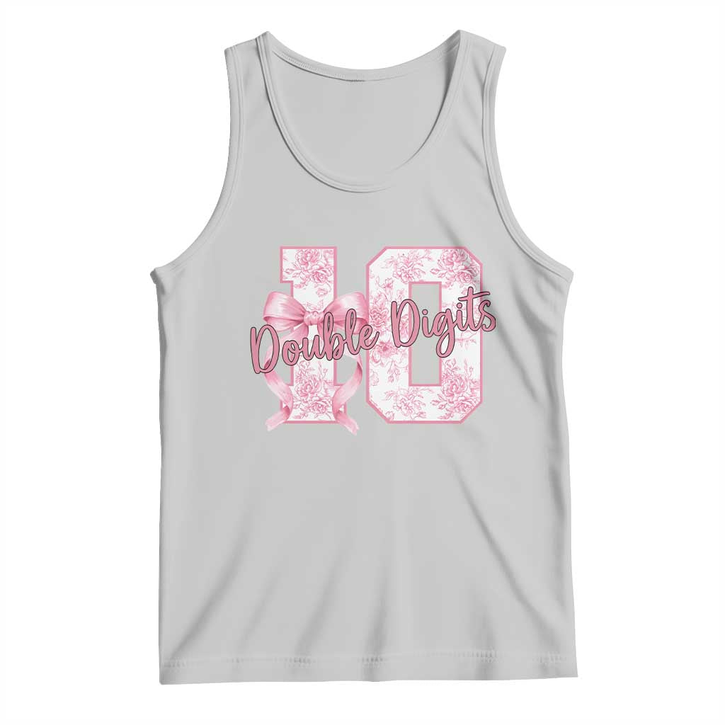 10th Birthday Tank Top Double Digits Pink Coquette Bow 10 Year Old Aesthetic