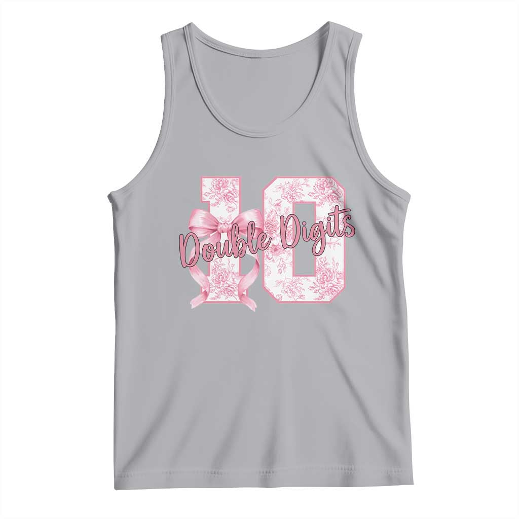 10th Birthday Tank Top Double Digits Pink Coquette Bow 10 Year Old Aesthetic