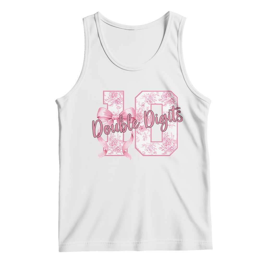 10th Birthday Tank Top Double Digits Pink Coquette Bow 10 Year Old Aesthetic