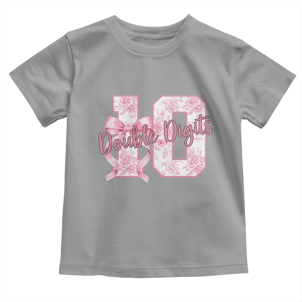 10th Birthday Toddler T Shirt Double Digits Pink Coquette Bow 10 Year Old Aesthetic