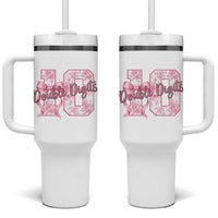 10th Birthday Tumbler With Handle Double Digits Pink Coquette Bow 10 Year Old Aesthetic